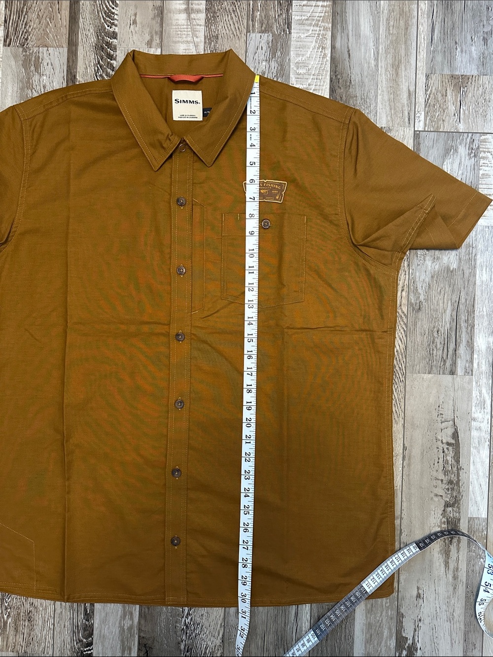 Simms Short Sleeve Button-Up Shirt in Brown. NWOT! - Picture 7 of 10
